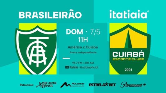 América e Cuiabá se enfrentam neste domingo pelo Brasileirão