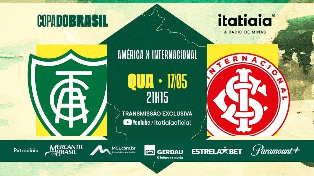 América x Internacional: assista, ao vivo, à transmissão da Itatiaia