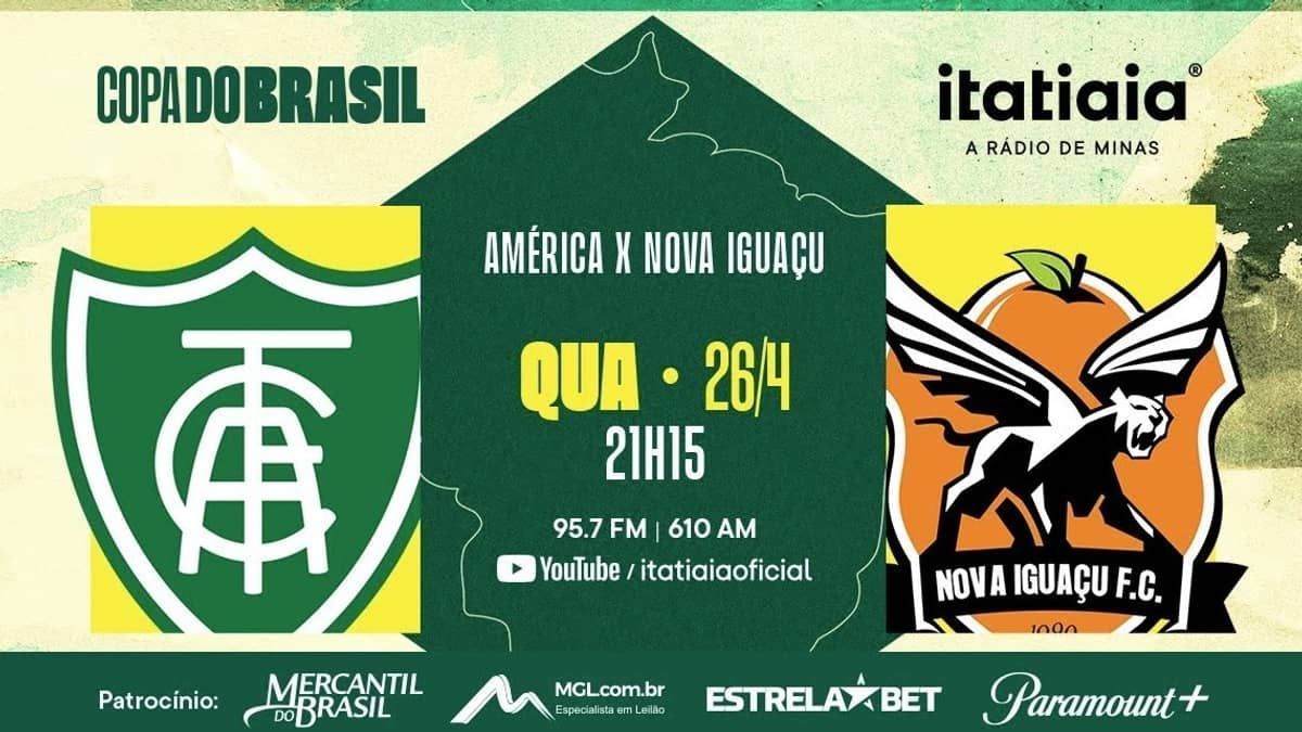 América x Nova Iguaçu: acompanhe a Copa do Brasil ao vivo na Itatiaia