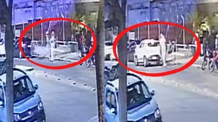 Amigo arrasta jovem e a coloca dentro de carro de aplicativo na região da Pampulha