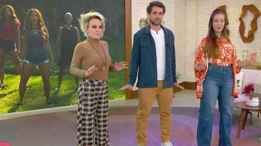 Ana Maria Braga, Pablinho Fantástico e Lorenna Rosa aprendem coreografia com dançarinos na TV