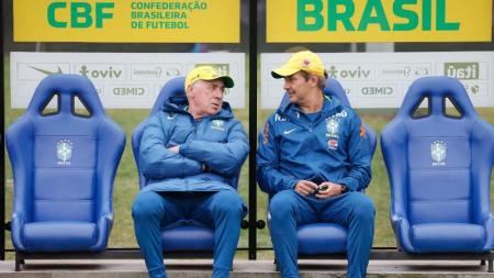 Carlo Ancelotti, técnico da Seleção Brasileira, em treino na Granja Comary-RJ