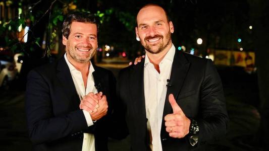 André Ventura e Eduardo Bolsonaro conversaram em Lisboa