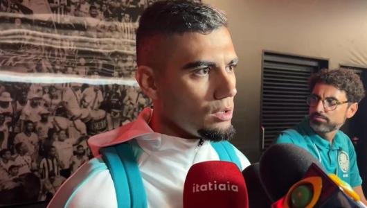 Andreas Pereira em zona mista após empate entre Atlético e Palmeiras na Arena MRV