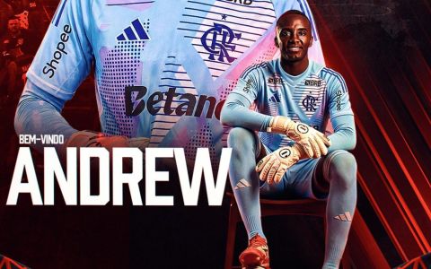 Arte de anúncio de Andrew como novo goleiro do Flamengo