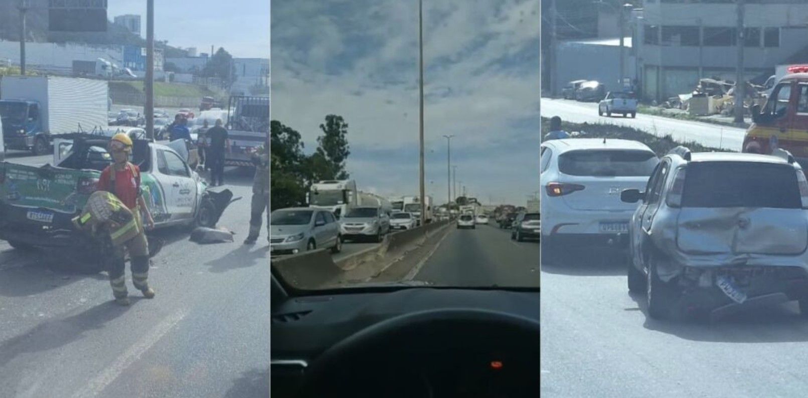 Trânsito no Anel Rodoviário de BH é liberado depois de carreta perder freio e arrastar carro