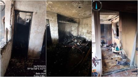 Apartamento ficou totalmente destruído, porém, não houve vítimas