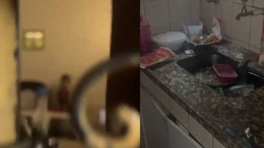 Apartamento tinha sujeira no chão, cheiro ruim e estava sem água e sem comida