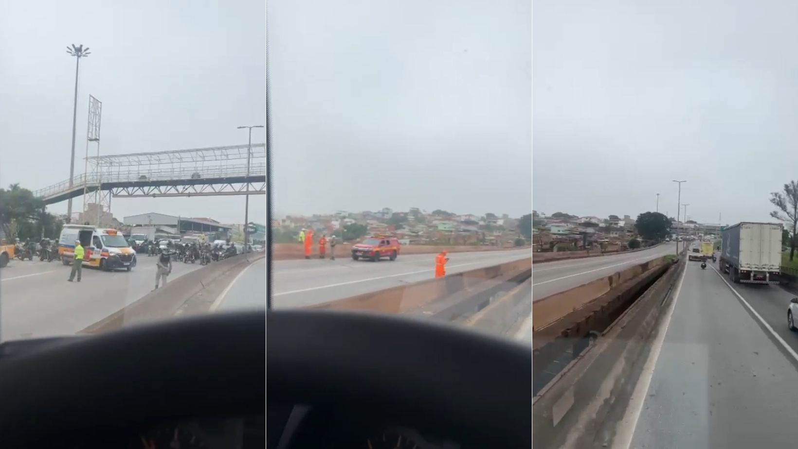 Após denúncia de trinca, bombeiros interditam pista no viaduto São Francisco, no Anel Rodoviário em BH