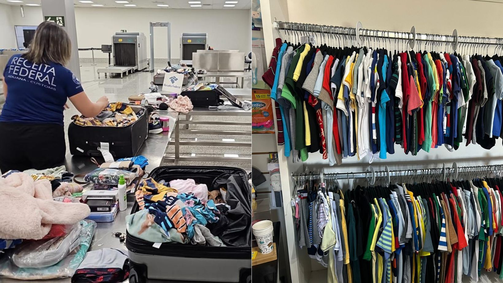 Mulher é abordada no Aeroporto de Confins com mais de RS 300 mil em roupas para venda ilegal