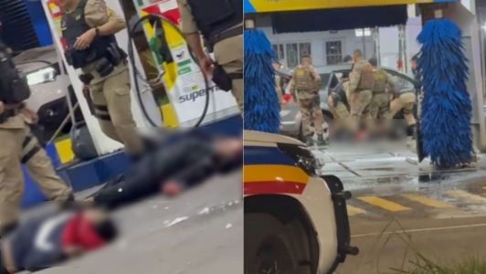 Três bandidos morreram no posto de combustível, local do tiroteiro
