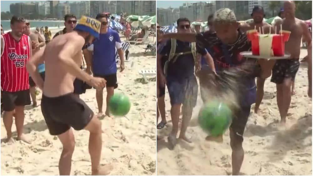 Brasileiro vence argentino em embaixadinhas e mostra dedo do meio para TV