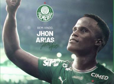 Anúncio de Jhon Arias como reforço do Palmeiras para 2026