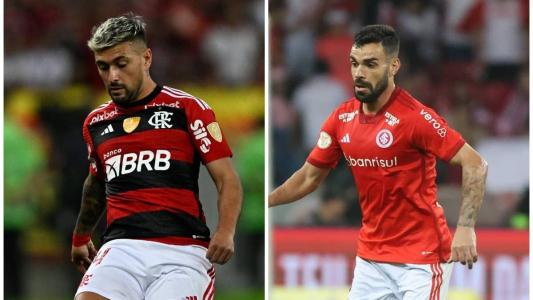 Arrascaeta e Bruno Henrique devem duelar neste sábado, no Maracanã, no jogo entre Flamengo e Internacional