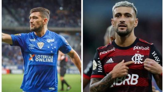 Arrascaeta empilha taças no Brasil com as camisas do Cruzeiro e do Flamengo