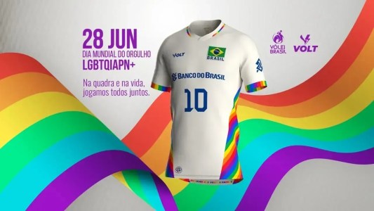 Camisa da CBV em parceria com a Volt para o Dia Mundial do Orgulho LGBTQIAPN+