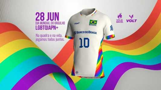 Camisa da CBV em parceria com a Volt para o Dia Mundial do Orgulho LGBTQIAPN+