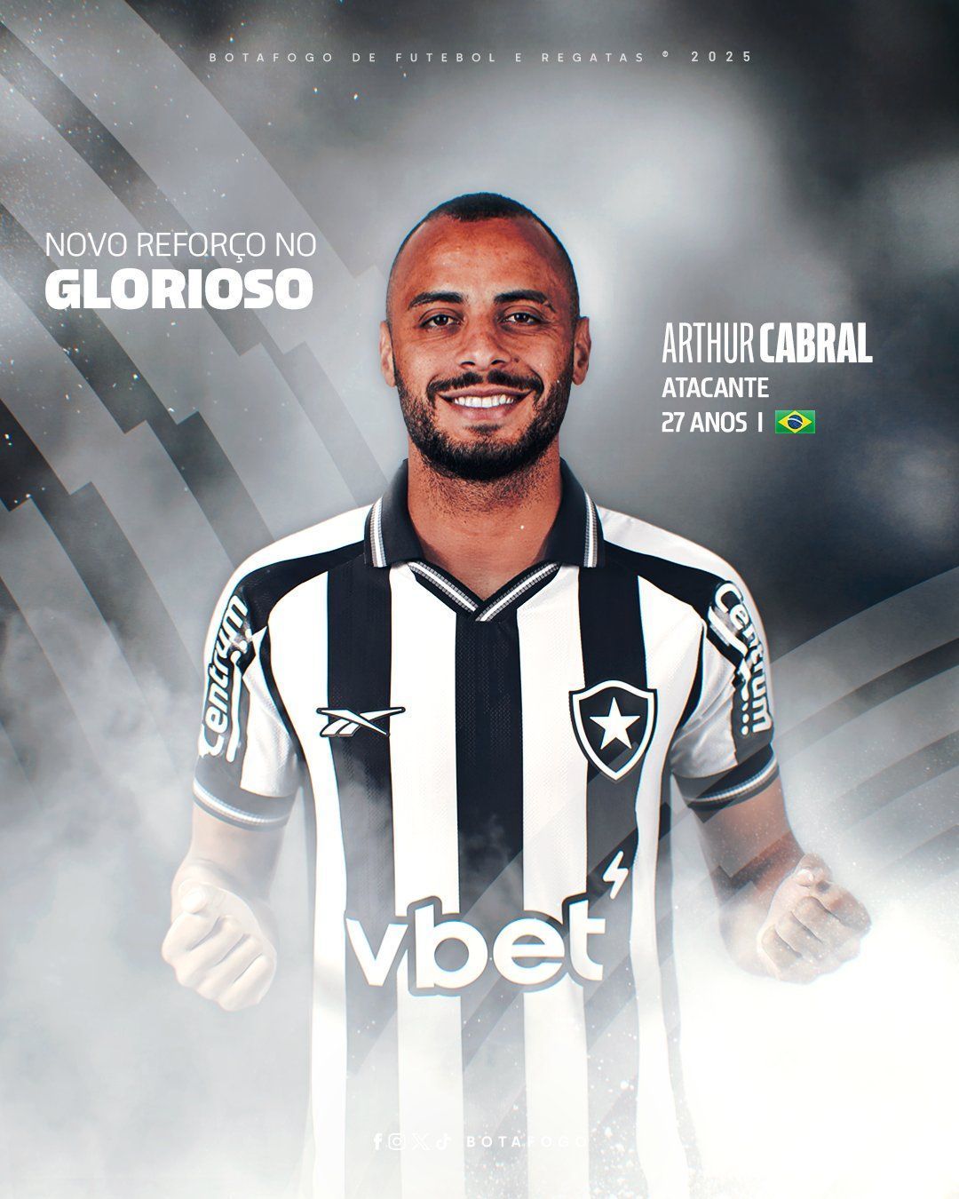 Botafogo anuncia Arthur Cabral, quarto reforço para o Mundial de Clubes