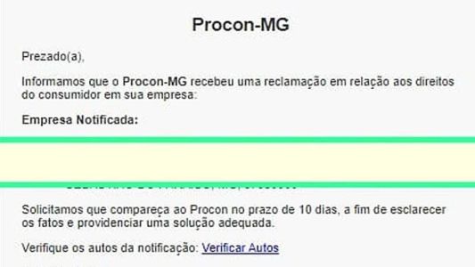 As mensagens estão sendo enviadas com o título 'Reclamação de Consumidor'