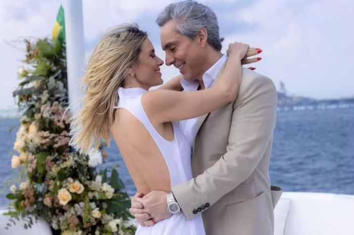 Marco Aurélio e Leila durante casamento
