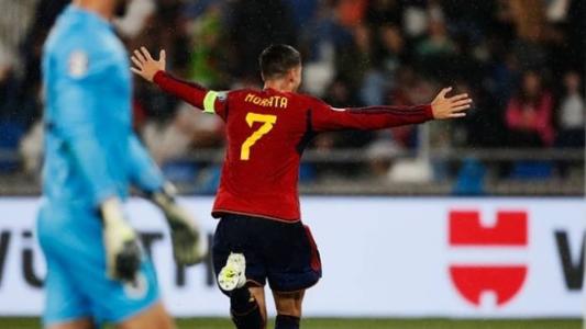 Atacante Morata marcou três dos sete gols da Espanha na goleada sobre a Geórgia