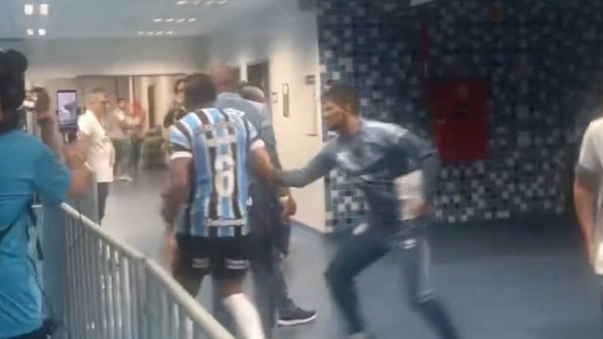 Atletas de Palmeiras e Grêmio entram em confusão na Arena; veja o vídeo