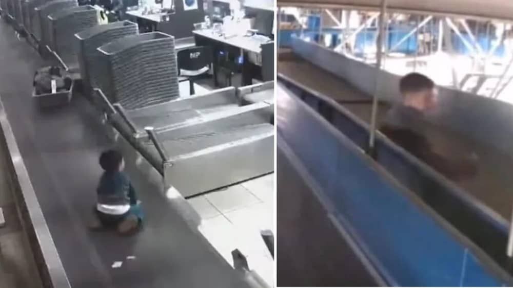Vídeo: menino de 3 anos entra em esteira de bagagens e tem 'aventura' em aeroporto