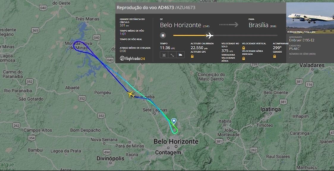 Vídeo mostra exato momento em que avião da Azul retornou a Confins após pane no ar