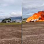Avião cai e explode logo após a decolagem na Venezuela; duas pessoas morreram