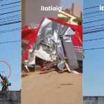 Vídeo mostra momento da queda de avião que atingiu uma moto e uma van em Teresina