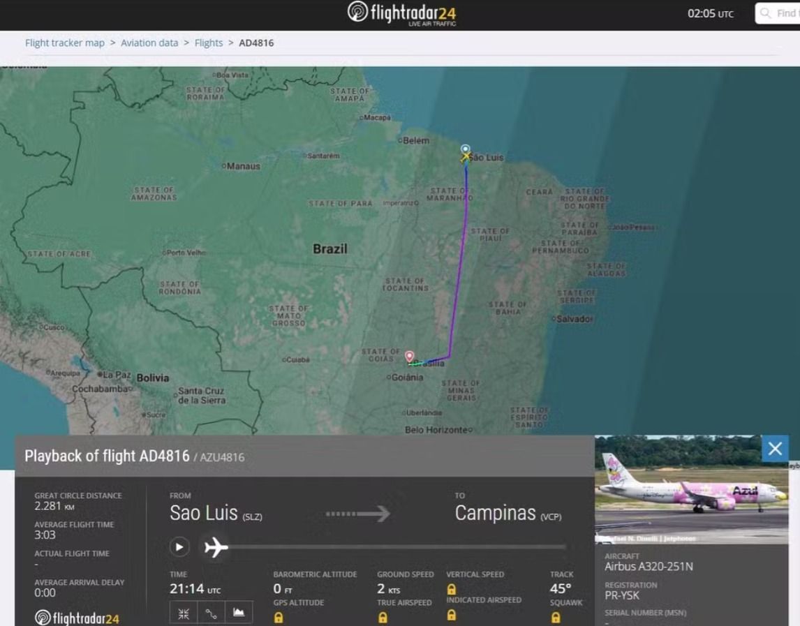Avião da Azul fez 'curva brusca' antes de pouso de emergência por suspeita de bomba