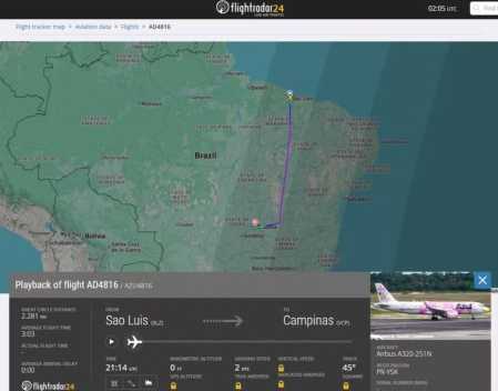 Avião que saiu de São Luís a caminho de Campinas realizou uma 'curva brusca' ao pousar em Brasília após suspeita de bomba.