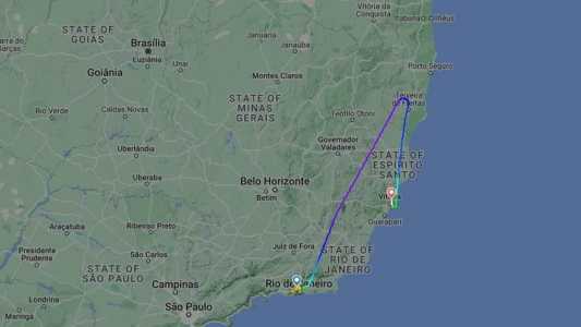 Avião precisou desviar rota até o aeroporto de Vitória, no Espírito Santo