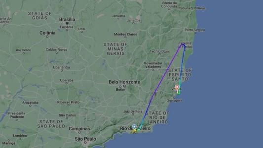 Avião precisou desviar rota até o aeroporto de Vitória, no Espírito Santo