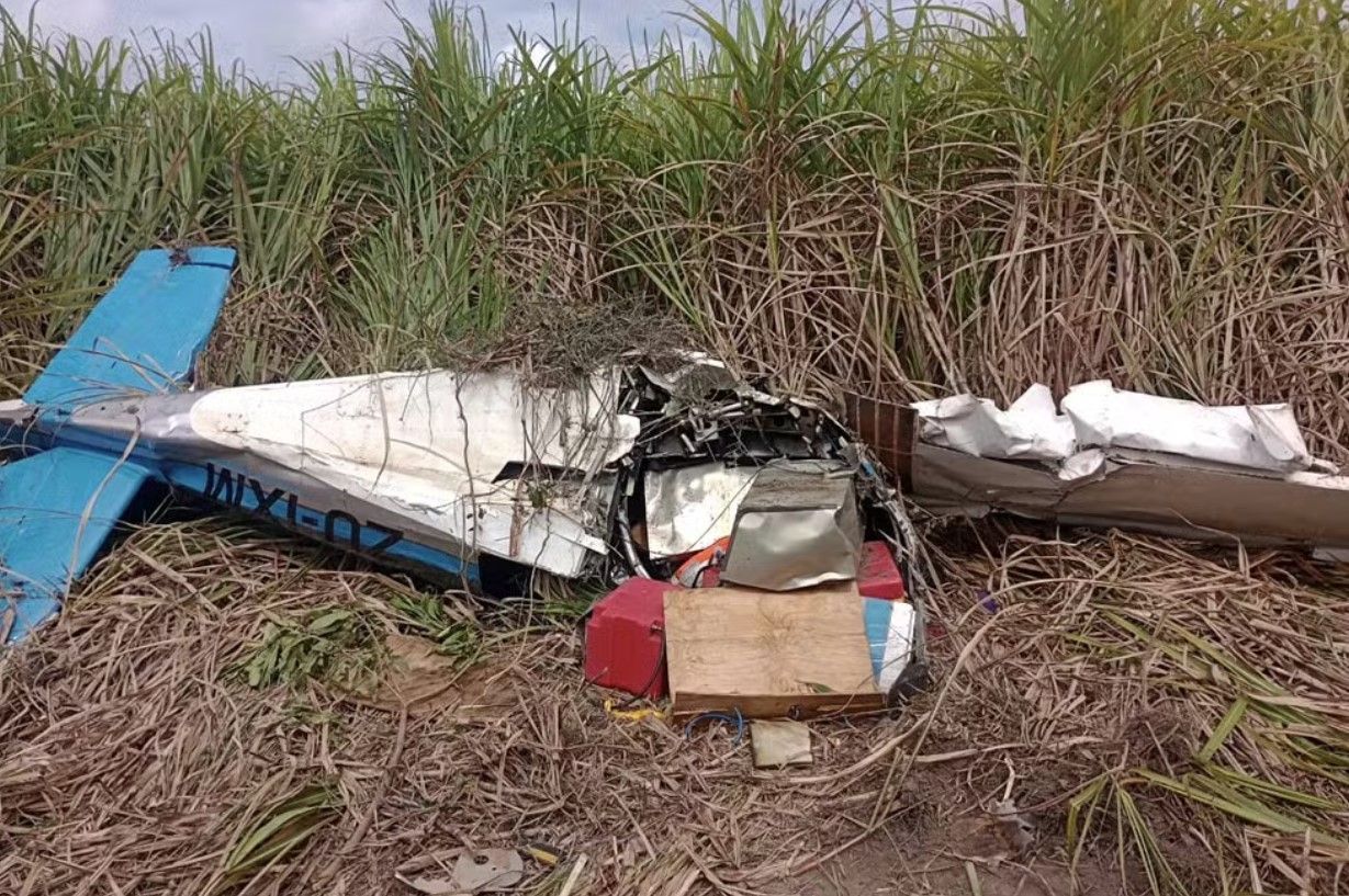 Avião carregado com cocaína cai em canavial e mata piloto em Alagoas