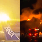 Vídeo: avião pega fogo após ser atingido por aeronave no Aeroporto de Tóquio, no Japão