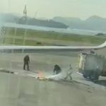 Balão cai na pista do Aeroporto Santos Dumont e pega fogo
