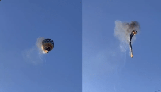 Balão pega fogo no ar e cai em Santa Catarina