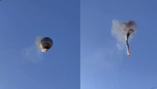 Balão pega fogo no ar e cai em Santa Catarina