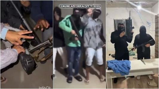 Bandidos aparecem fortemente armados em vídeo-comunicado divulgado pelas facções