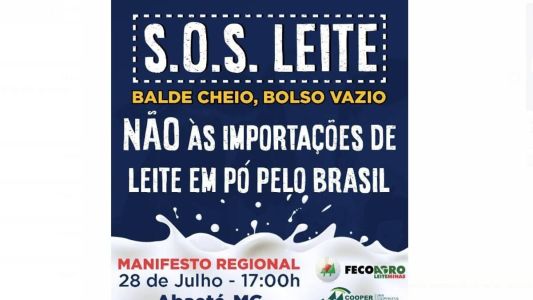 Banner do movimento convocando os produtores rurais