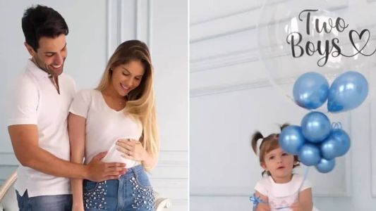 Bárbara Evans anuncia, ao lado do marido e da filhinha de apenas 1 ano de idade, que está grávida de gêmeos