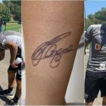 Jogadora do Atlético encontra Arana, mostra tatuagem de autógrafo e se emociona