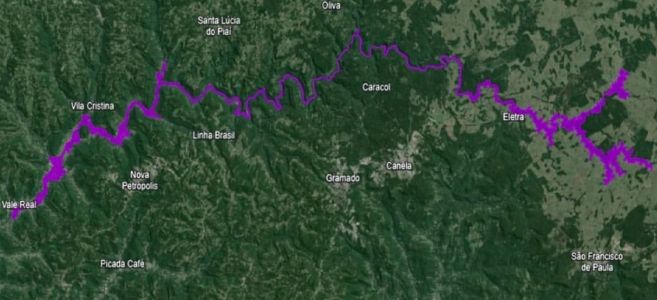 Foto mostra área de inundação no Rio Grande do Sul