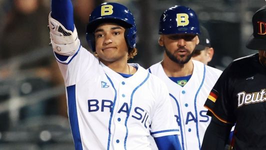 Momento da vitória do Brasil sobre a Alemanha que garantiu a equipe brasileira no Mundial de beisebol de 2026