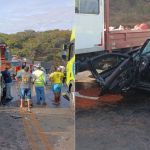 Batida de frente entre carreta e carro deixa feridos graves na BR-135 em Bocaiúva, Norte de MG