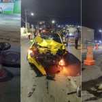 Dois acidentes em Contagem: motorista bêbado atinge moto e carro destrói estação de ônibus