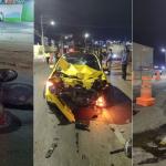 Dois acidentes em Contagem: motorista bêbado atinge moto e carro destrói estação de ônibus