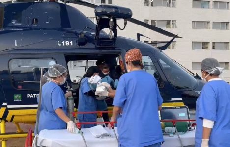 Bebê de apenas 26 dias foi levado de helicóptero para o Hospital João XXIII