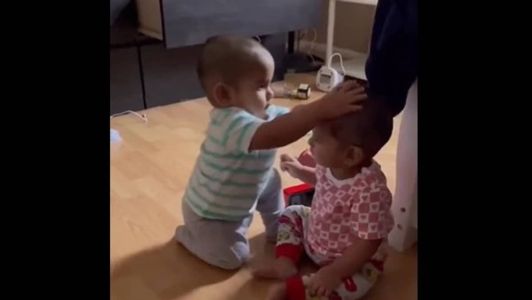 bebês gêmeas sempre puxavam os cabelos umas das outras